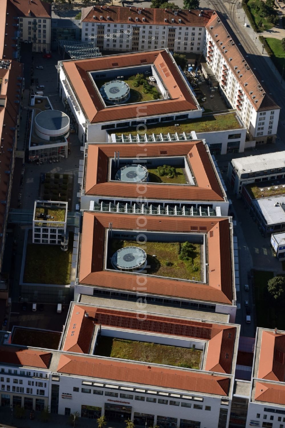 Aerial photograph Dresden - Building of the shopping center Altmarkt Galerie der ECE Projektmanagement GmbH in Dresden in the state Saxony