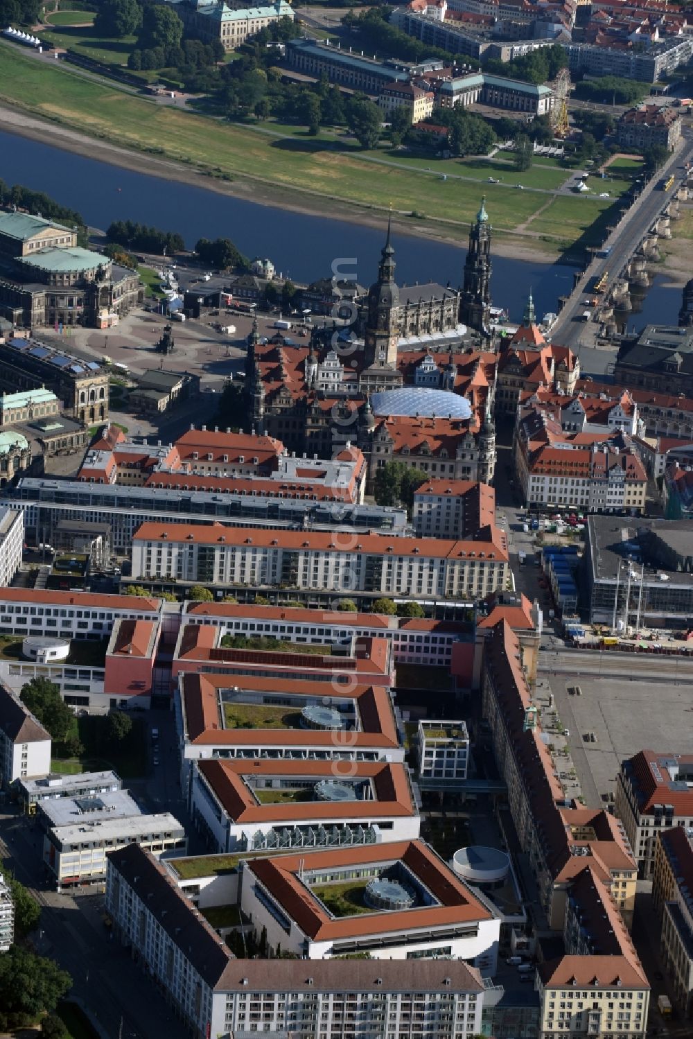 Aerial image Dresden - Building of the shopping center Altmarkt Galerie der ECE Projektmanagement GmbH in Dresden in the state Saxony