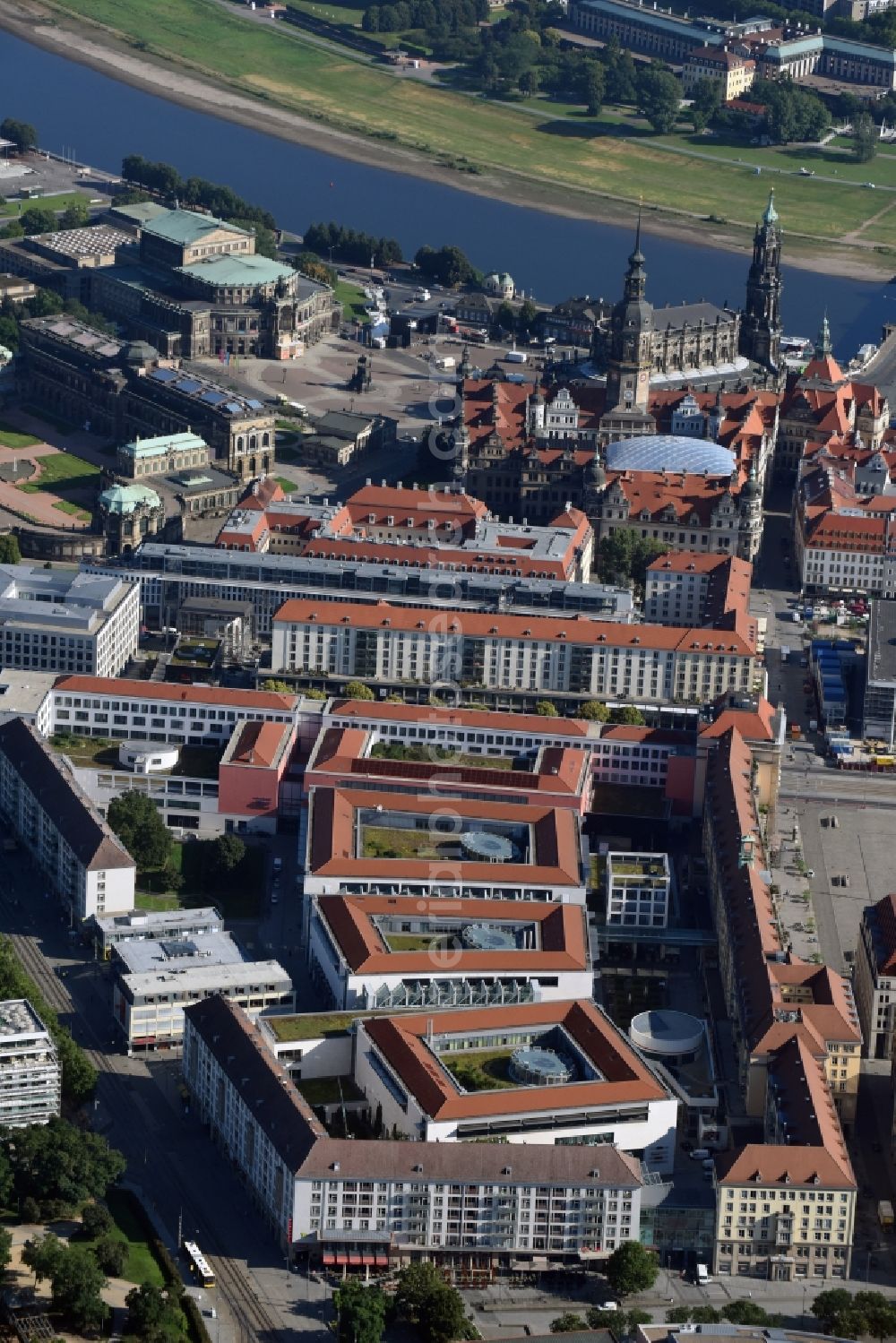 Aerial photograph Dresden - Building of the shopping center Altmarkt Galerie der ECE Projektmanagement GmbH in Dresden in the state Saxony