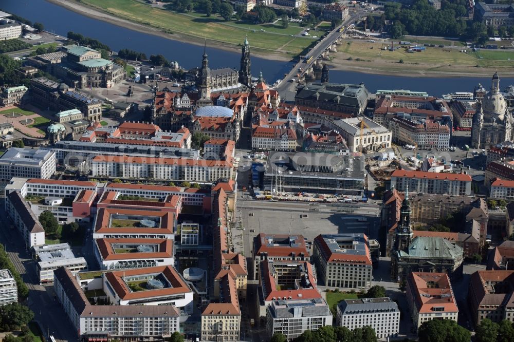 Dresden from above - Building of the shopping center Altmarkt Galerie der ECE Projektmanagement GmbH in Dresden in the state Saxony