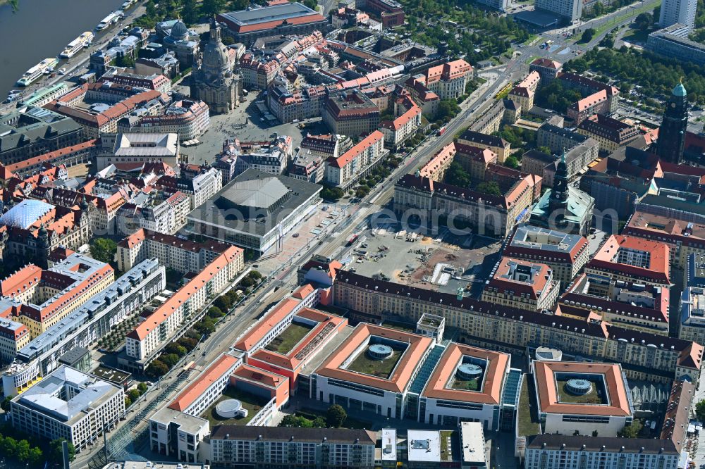 Aerial photograph Dresden - Building of the shopping center Altmarkt Galerie der ECE Projektmanagement GmbH in Dresden in the state Saxony