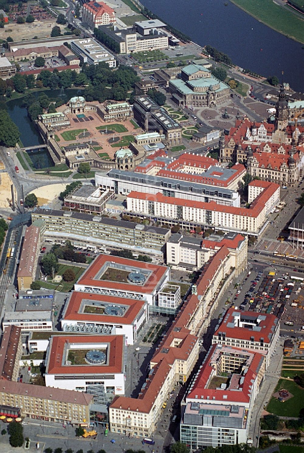 Aerial image Dresden - Building of the shopping center Altmarkt Galerie der ECE Projektmanagement GmbH in Dresden in the state Saxony