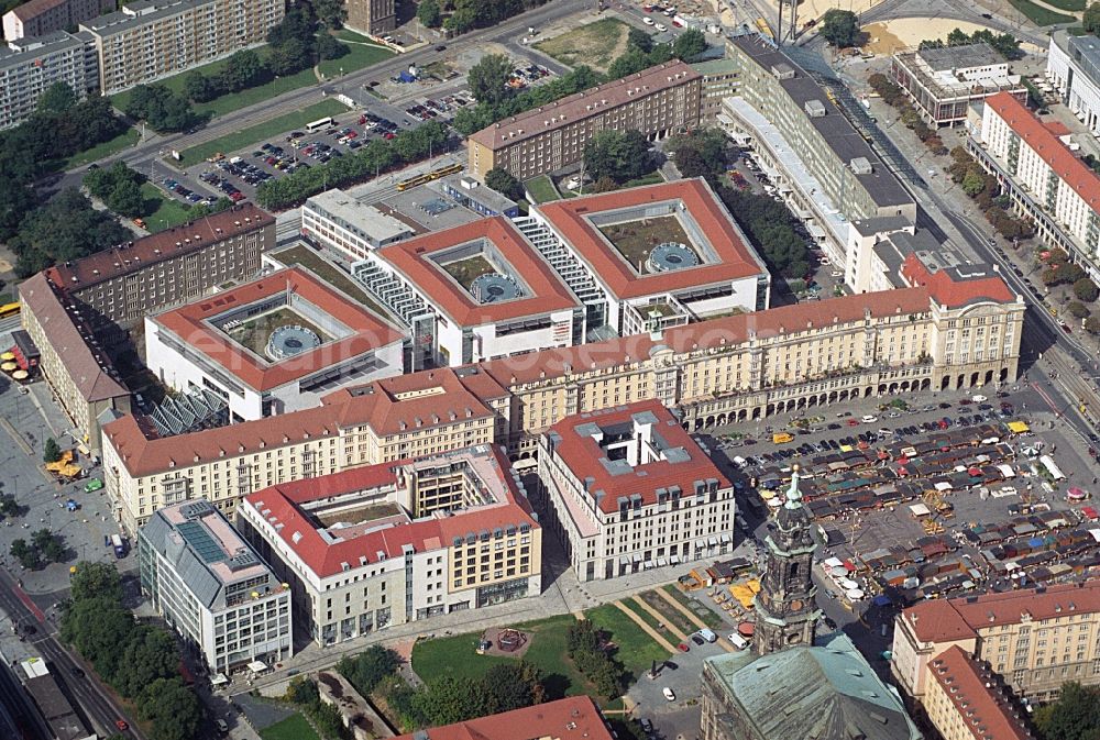 Aerial image Dresden - Building of the shopping center Altmarkt Galerie der ECE Projektmanagement GmbH in Dresden in the state Saxony