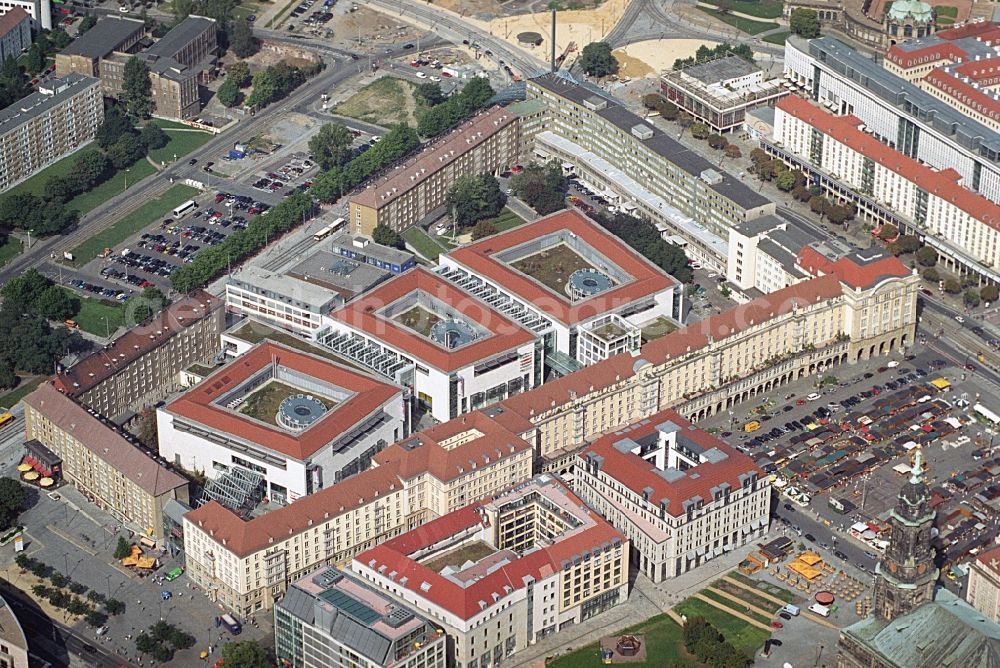 Aerial photograph Dresden - Building of the shopping center Altmarkt Galerie der ECE Projektmanagement GmbH in Dresden in the state Saxony