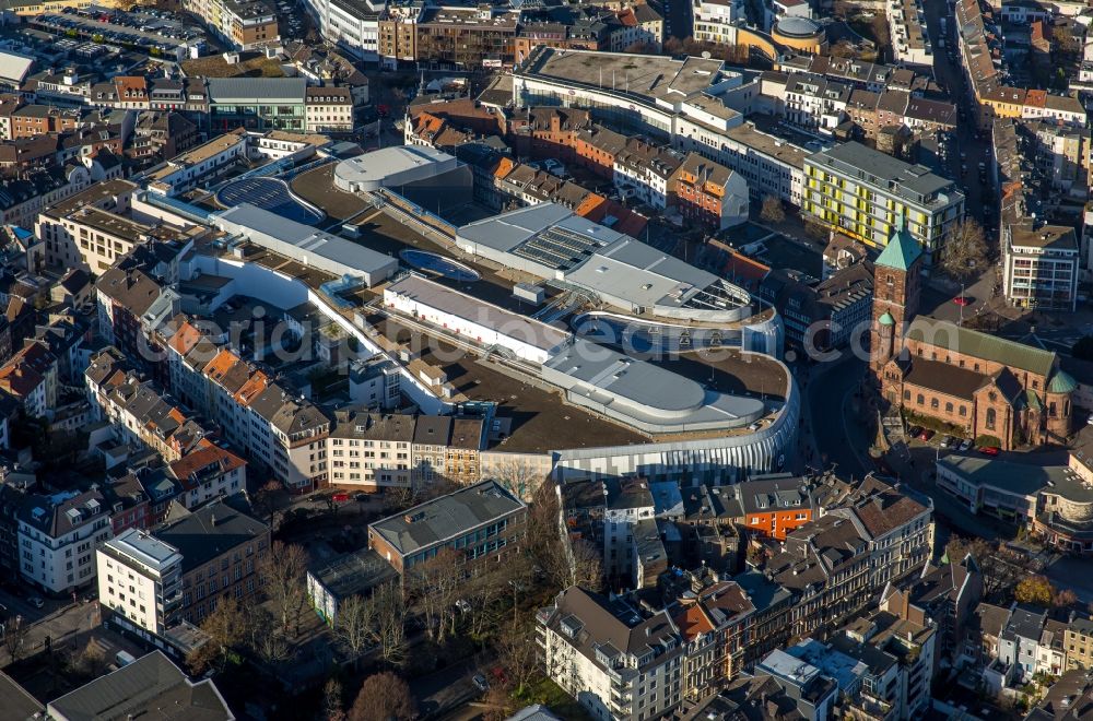 Aerial image Aachen - Building of the shopping center Aquis Plaza of ECE Projektmanagement GmbH & Co. KG on Adalbertstrasse in Aachen in the state North Rhine-Westphalia