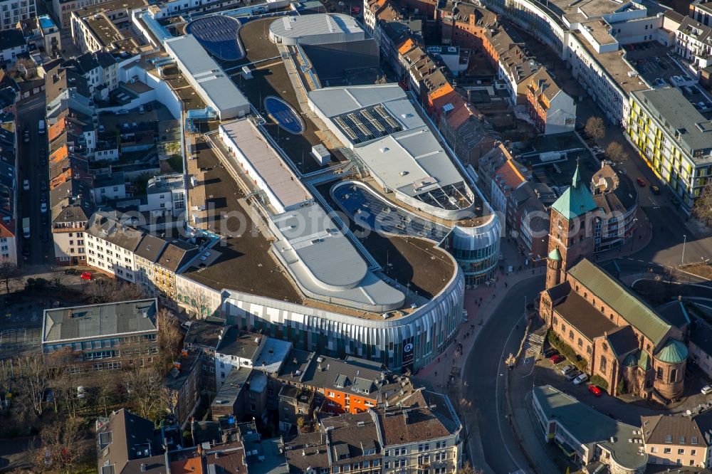 Aachen from above - Building of the shopping center Aquis Plaza of ECE Projektmanagement GmbH & Co. KG on Adalbertstrasse in Aachen in the state North Rhine-Westphalia