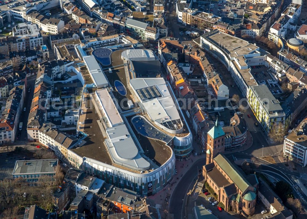 Aerial image Aachen - Building of the shopping center Aquis Plaza of ECE Projektmanagement GmbH & Co. KG on Adalbertstrasse in Aachen in the state North Rhine-Westphalia