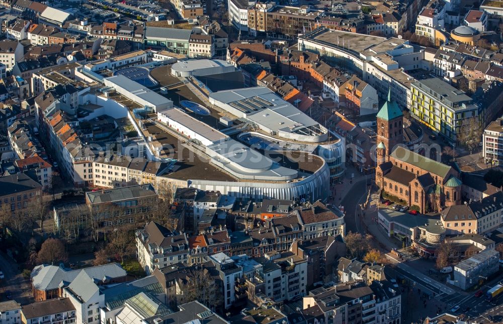 Aachen from above - Building of the shopping center Aquis Plaza of ECE Projektmanagement GmbH & Co. KG on Adalbertstrasse in Aachen in the state North Rhine-Westphalia