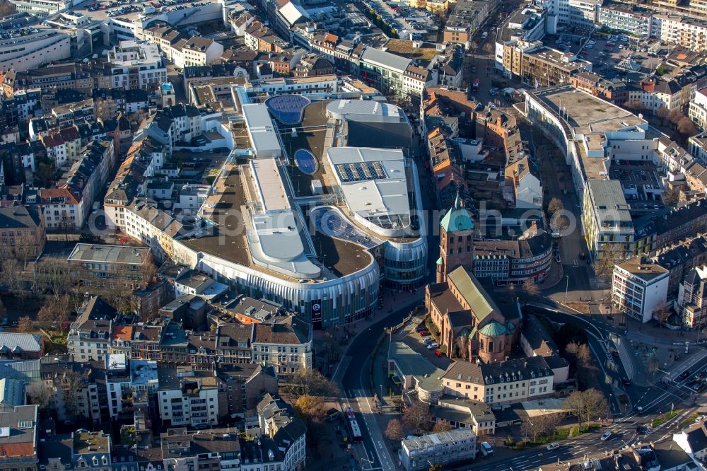 Aerial image Aachen - Building of the shopping center Aquis Plaza of ECE Projektmanagement GmbH & Co. KG on Adalbertstrasse in Aachen in the state North Rhine-Westphalia