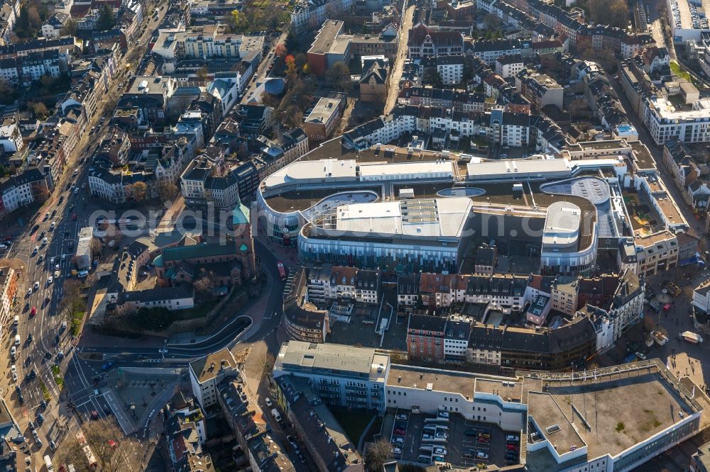 Aerial image Aachen - Building of the shopping center Aquis Plaza of ECE Projektmanagement GmbH & Co. KG on Adalbertstrasse in Aachen in the state North Rhine-Westphalia