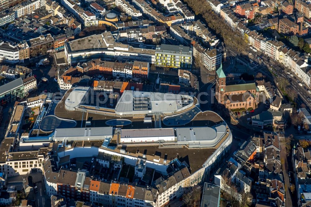 Aachen from above - Building of the shopping center Aquis Plaza of ECE Projektmanagement GmbH & Co. KG on Adalbertstrasse in Aachen in the state North Rhine-Westphalia