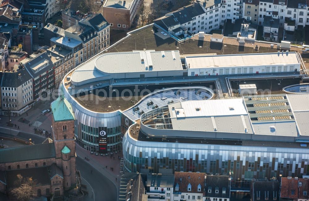 Aerial image Aachen - Building of the shopping center Aquis Plaza of ECE Projektmanagement GmbH & Co. KG on Adalbertstrasse in Aachen in the state North Rhine-Westphalia