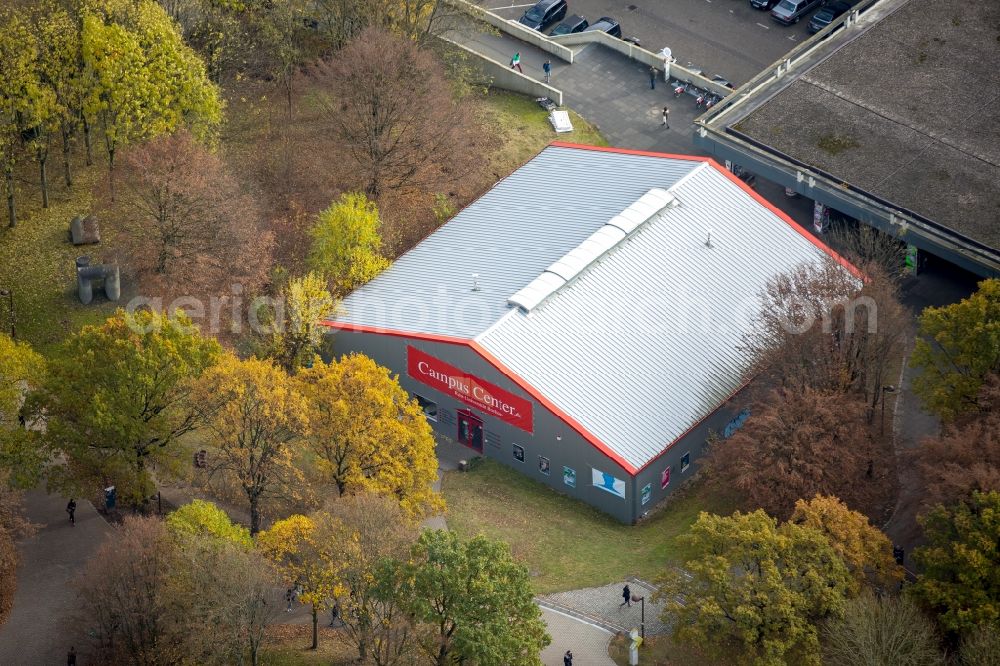 Bochum from above - Building of the shopping center Campus Center of the ruhr university in Bochum in the state North Rhine-Westphalia