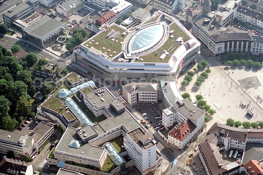 Kassel from above - Building of the shopping center City-Point Kassel of ECE on Koenigsplatz in Kassel in the state Hesse