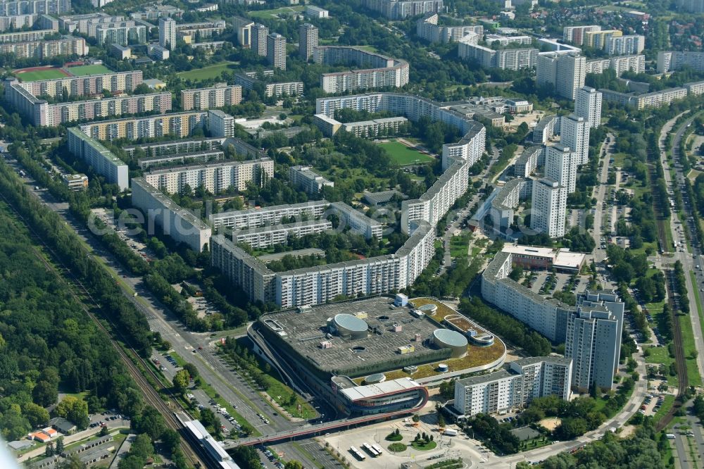 Berlin from the bird's eye view: Building of the shopping center Eastgate Berlin on Marzahner Promenade in the district Marzahn-Hellersdorf in Berlin, Germany