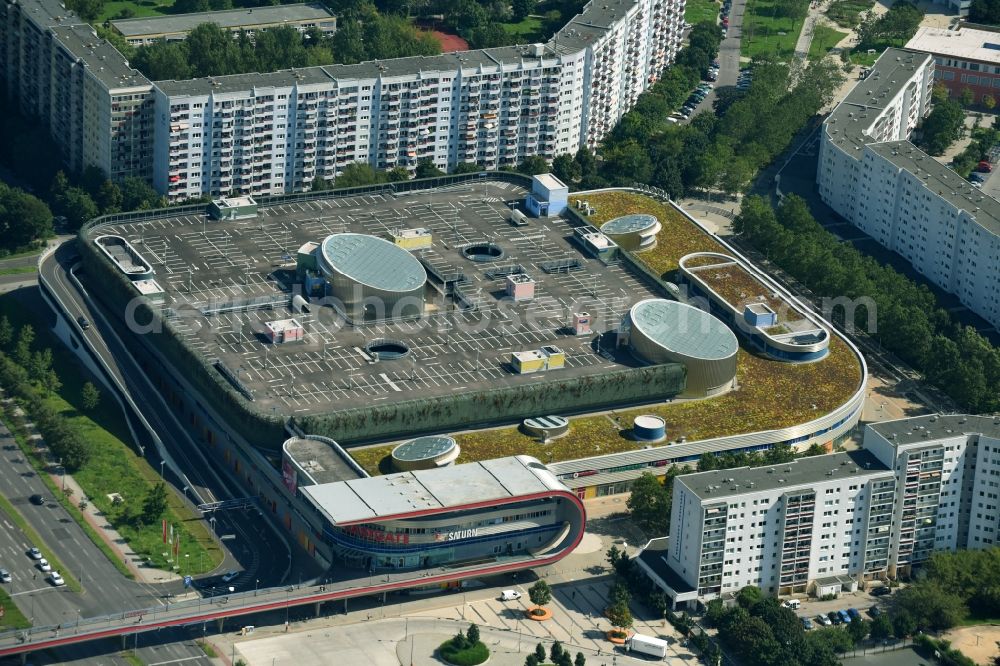 Aerial image Berlin - Building of the shopping center Eastgate Berlin on Marzahner Promenade in the district Marzahn-Hellersdorf in Berlin, Germany