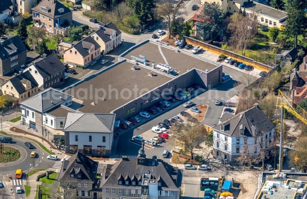 Witten from above - Building of the shopping center Edeka - Familie Gruetter & Team on Wittener Str in the district Herbede in Witten in the state North Rhine-Westphalia