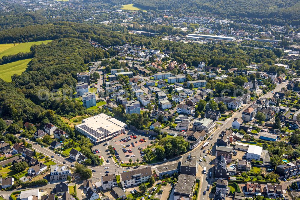 Gevelsberg from above - Building of the shopping center EDEKA Markt in Gevelsberg in the state North Rhine-Westphalia