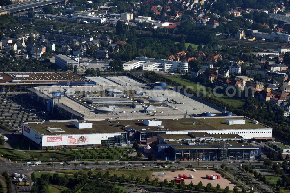 Dresden from above - Premises of the shopping mall ELBEPARK in the borough of Kaditz in Dresden in the state of Saxony