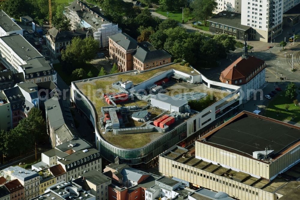 Gera from above - Building of the shopping center Elster Forum in Gera in the state Thuringia, Germany