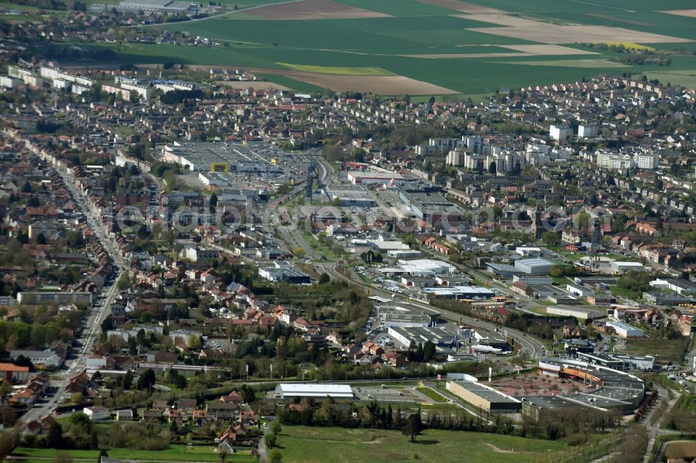 Aerial image Lens - Building of the shopping center GiFi LIEVIN ZAC de l'an 2000 commercial aerea Rue Montgolfier in Lens in Nord-Pas-de-Calais Picardy, France