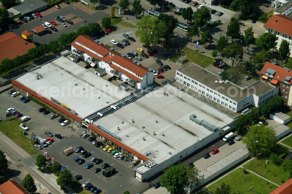 Magdeburg from the bird's eye view: Building of the shopping center on Grossen Diesdorfer street in Magdeburg in the state Saxony-Anhalt, Germany