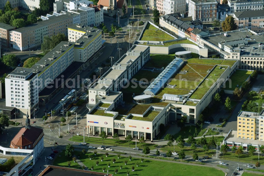 Gera from the bird's eye view: Building of the shopping center Gera Arcaden on Heinrichstrasse in Gera in the state Thuringia, Germany