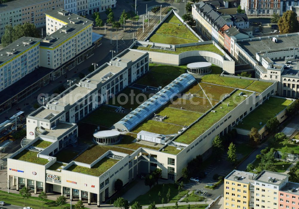 Aerial photograph Gera - Building of the shopping center Gera Arcaden on Heinrichstrasse in Gera in the state Thuringia, Germany