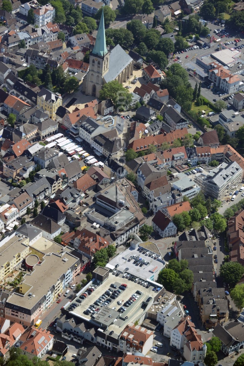 Unna from above - Building the shopping center an der Hertinger Strasse - Fluegelstrasse in Unna in the state North Rhine-Westphalia