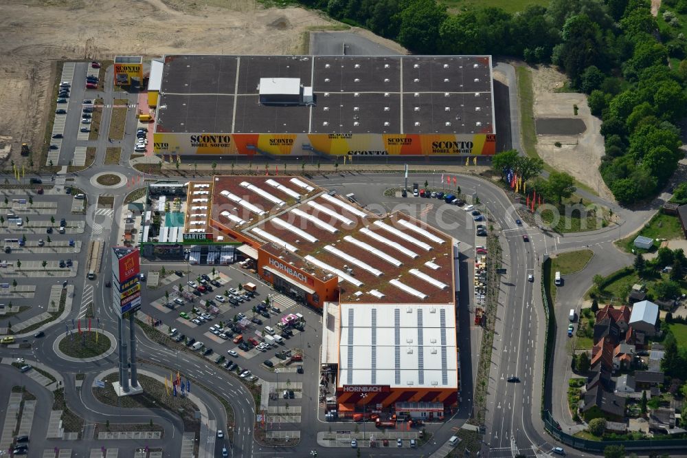 Dänischburg, Lübeck from the bird's eye view: Building the shopping mall HORNBACH Baumarkt in Daenischburg, Luebeck in Schleswig-Holstein. The complex is part of the IKEA Centre Germany GmbH, a company of the IKEA Centres Group A / S