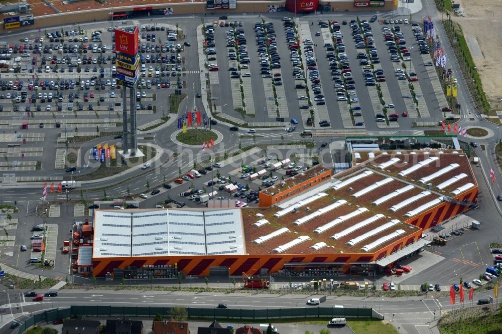 Aerial image Dänischburg, Lübeck - Building the shopping mall HORNBACH Baumarkt in Daenischburg, Luebeck in Schleswig-Holstein. The complex is part of the IKEA Centre Germany GmbH, a company of the IKEA Centres Group A / S