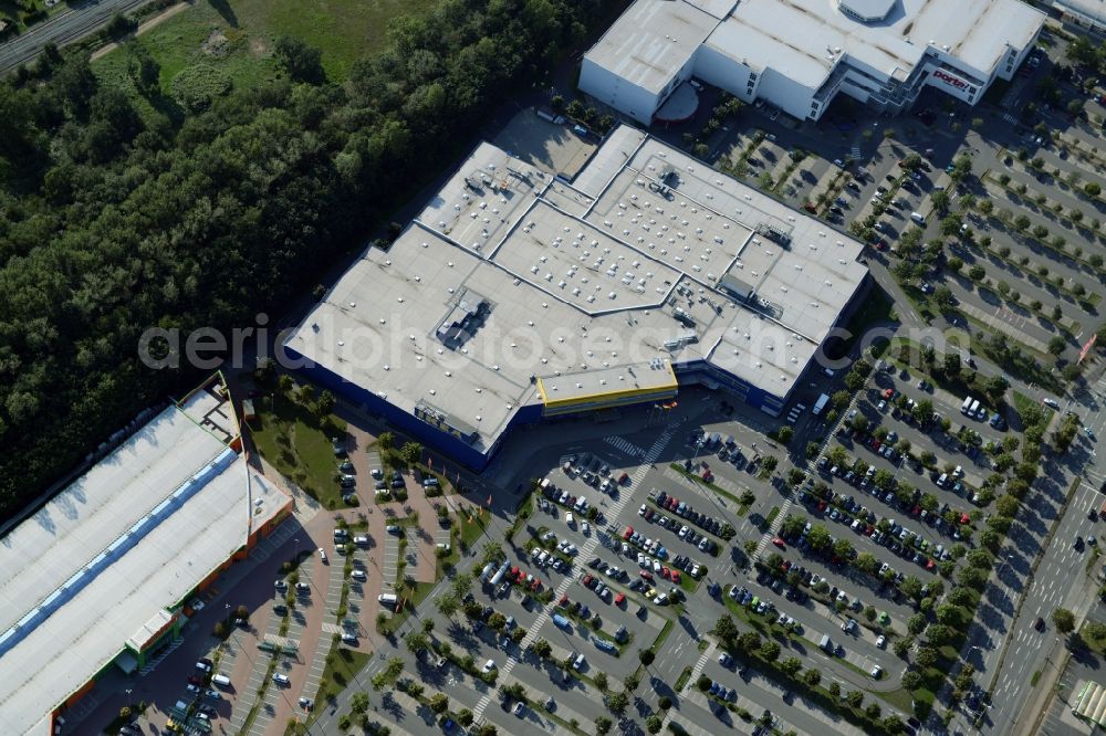 Braunschweig from above - Building of the store - furniture market IKEA Deutschland GmbH & Co. KG in Braunschweig in the state Lower Saxony