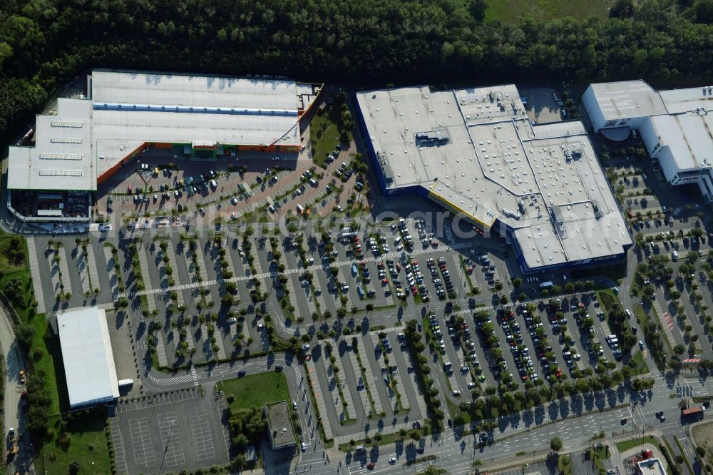 Braunschweig from the bird's eye view: Building of the store - furniture market IKEA Deutschland GmbH & Co. KG in Braunschweig in the state Lower Saxony