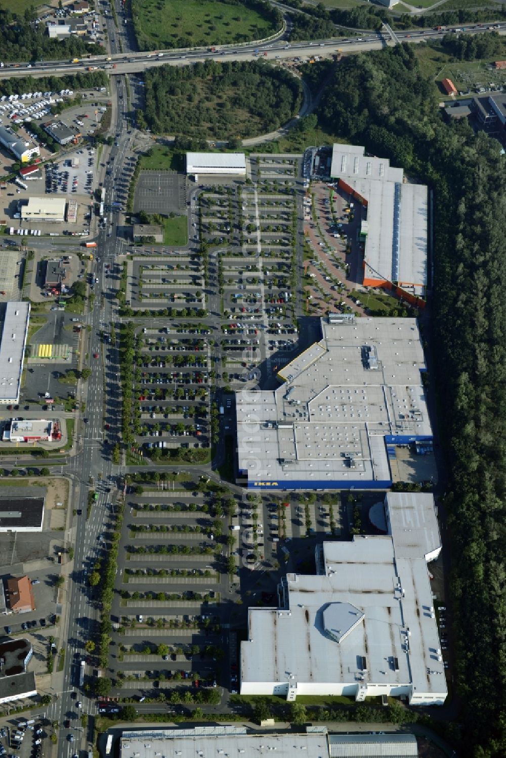 Braunschweig from above - Building of the store - furniture market IKEA Deutschland GmbH & Co. KG in Braunschweig in the state Lower Saxony