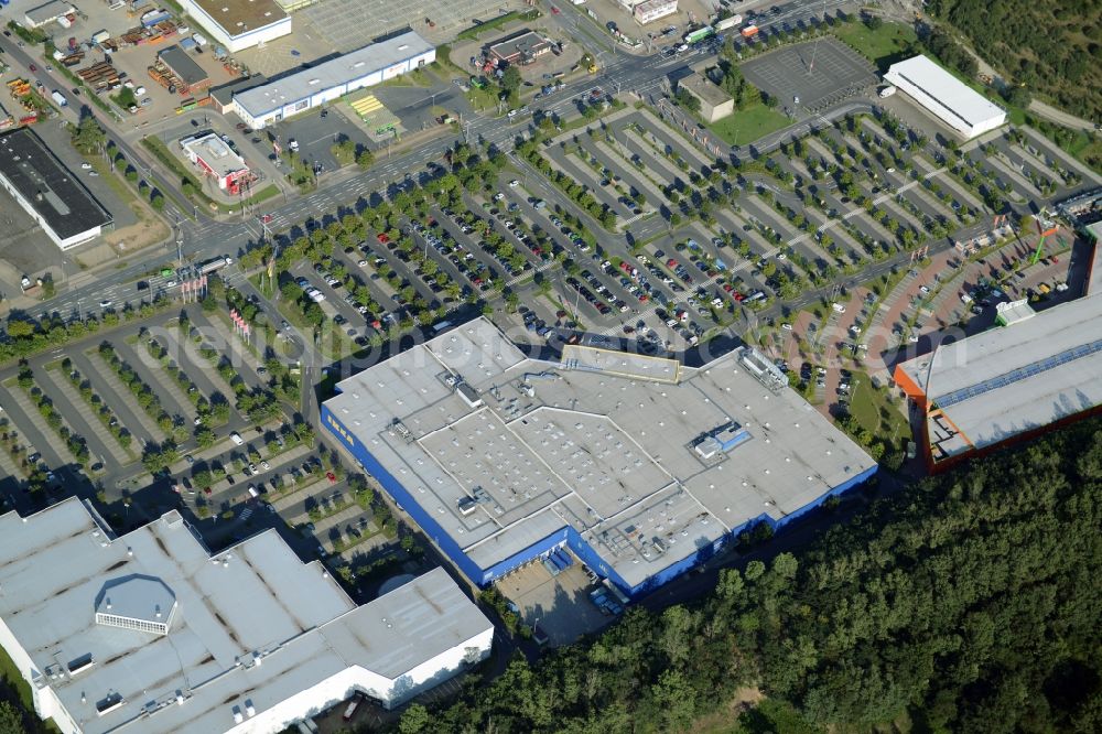 Braunschweig from above - Building of the store - furniture market IKEA Deutschland GmbH & Co. KG in Braunschweig in the state Lower Saxony