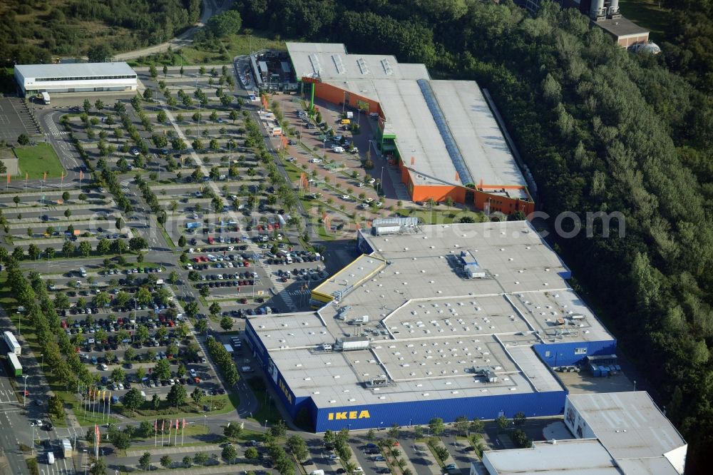 Braunschweig from above - Building of the store - furniture market IKEA Deutschland GmbH & Co. KG in Braunschweig in the state Lower Saxony