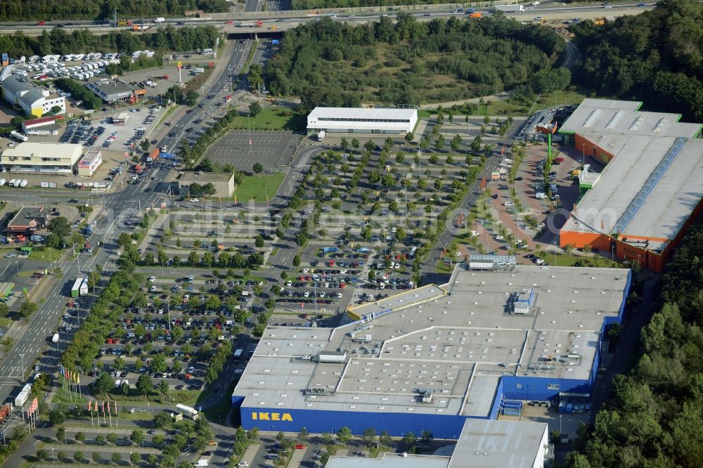 Braunschweig from above - Building of the store - furniture market IKEA Deutschland GmbH & Co. KG in Braunschweig in the state Lower Saxony