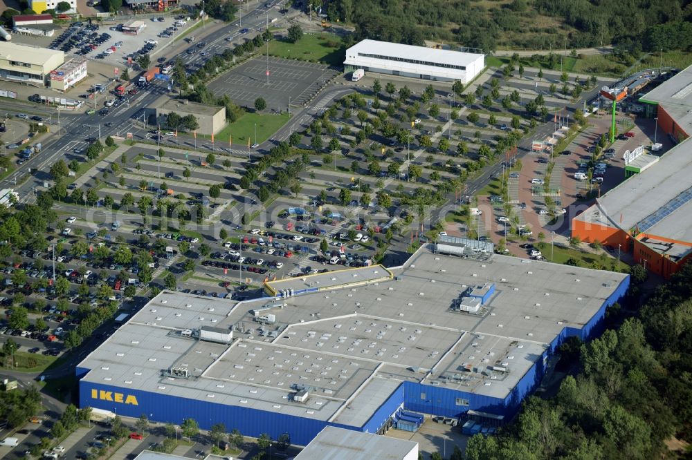 Aerial image Braunschweig - Building of the store - furniture market IKEA Deutschland GmbH & Co. KG in Braunschweig in the state Lower Saxony