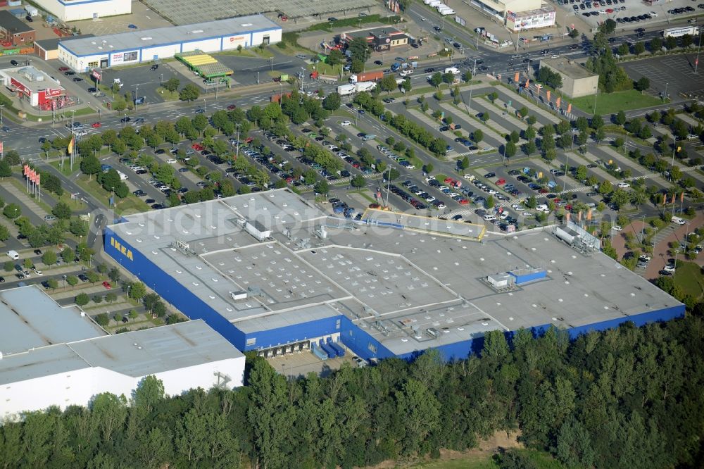 Braunschweig from above - Building of the store - furniture market IKEA Deutschland GmbH & Co. KG in Braunschweig in the state Lower Saxony