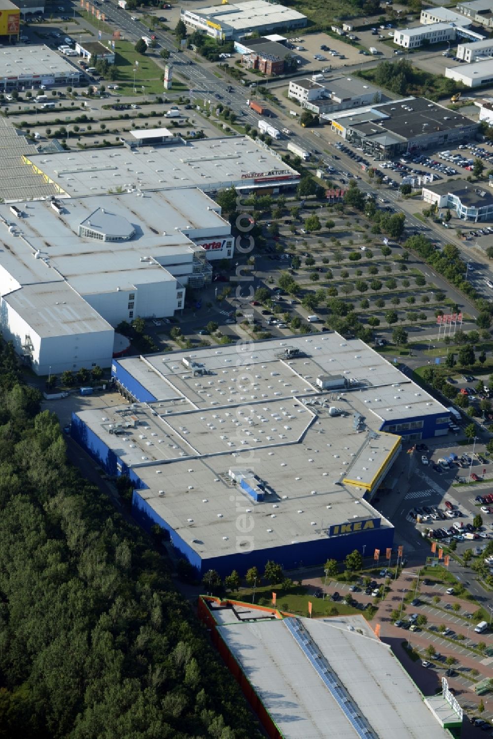 Braunschweig from above - Building of the store - furniture market IKEA Deutschland GmbH & Co. KG in Braunschweig in the state Lower Saxony