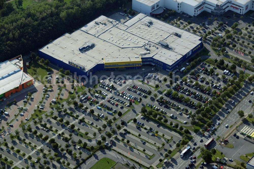 Braunschweig from above - Building of the store - furniture market IKEA Deutschland GmbH & Co. KG in Braunschweig in the state Lower Saxony