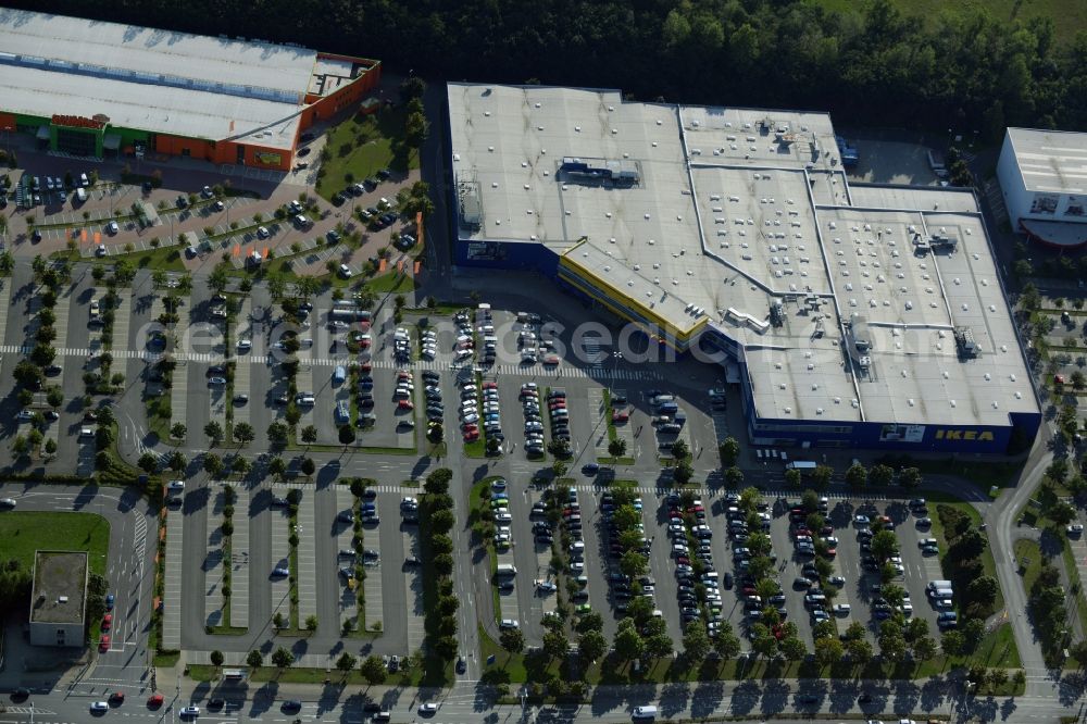 Braunschweig from the bird's eye view: Building of the store - furniture market IKEA Deutschland GmbH & Co. KG in Braunschweig in the state Lower Saxony