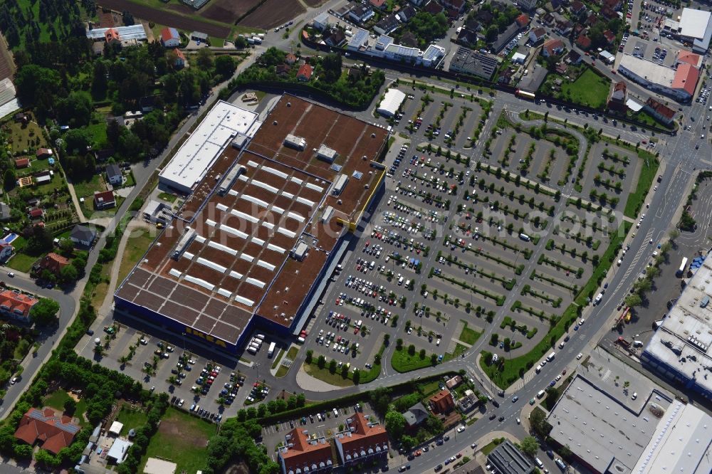 Fürth from above - Building the shopping center IKEA store in Fuerth in Bavaria