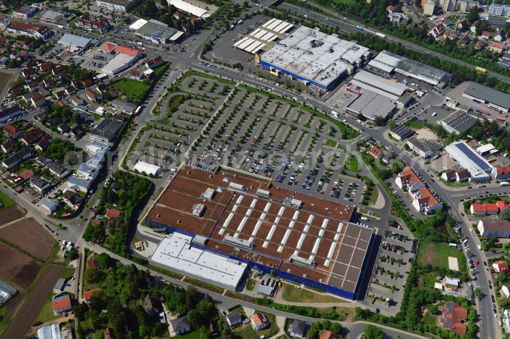 Fürth from above - Building the shopping center IKEA store in Fuerth in Bavaria