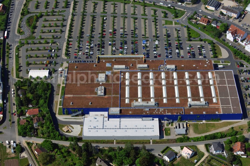 Aerial image Fürth - Building the shopping center IKEA store in Fuerth in Bavaria