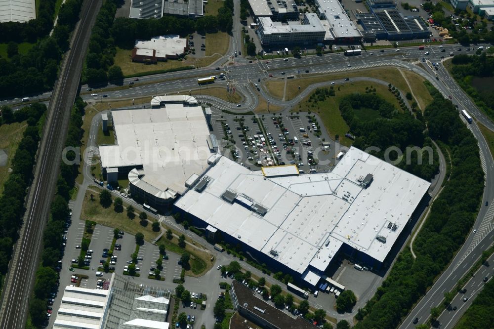 Aerial image Bielefeld - Building the shopping center Local store - Furniture Store in Bielefeld in the state North Rhine-Westphalia