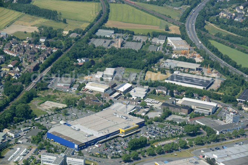 Dortmund from the bird's eye view: Building the shopping center IKEA Einrichtungshaus und Moebelmarktes in Dortmund in the state North Rhine-Westphalia