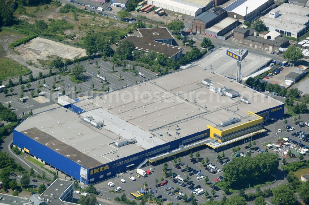 Aerial image Dortmund - Building the shopping center IKEA Einrichtungshaus und Moebelmarktes in Dortmund in the state North Rhine-Westphalia