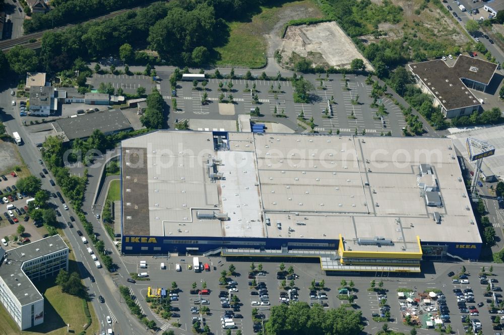 Dortmund from above - Building the shopping center IKEA Einrichtungshaus und Moebelmarktes in Dortmund in the state North Rhine-Westphalia