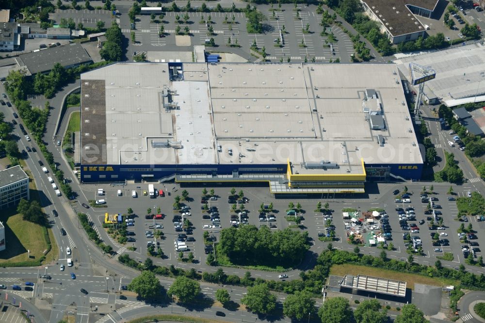 Dortmund from the bird's eye view: Building the shopping center IKEA Einrichtungshaus und Moebelmarktes in Dortmund in the state North Rhine-Westphalia